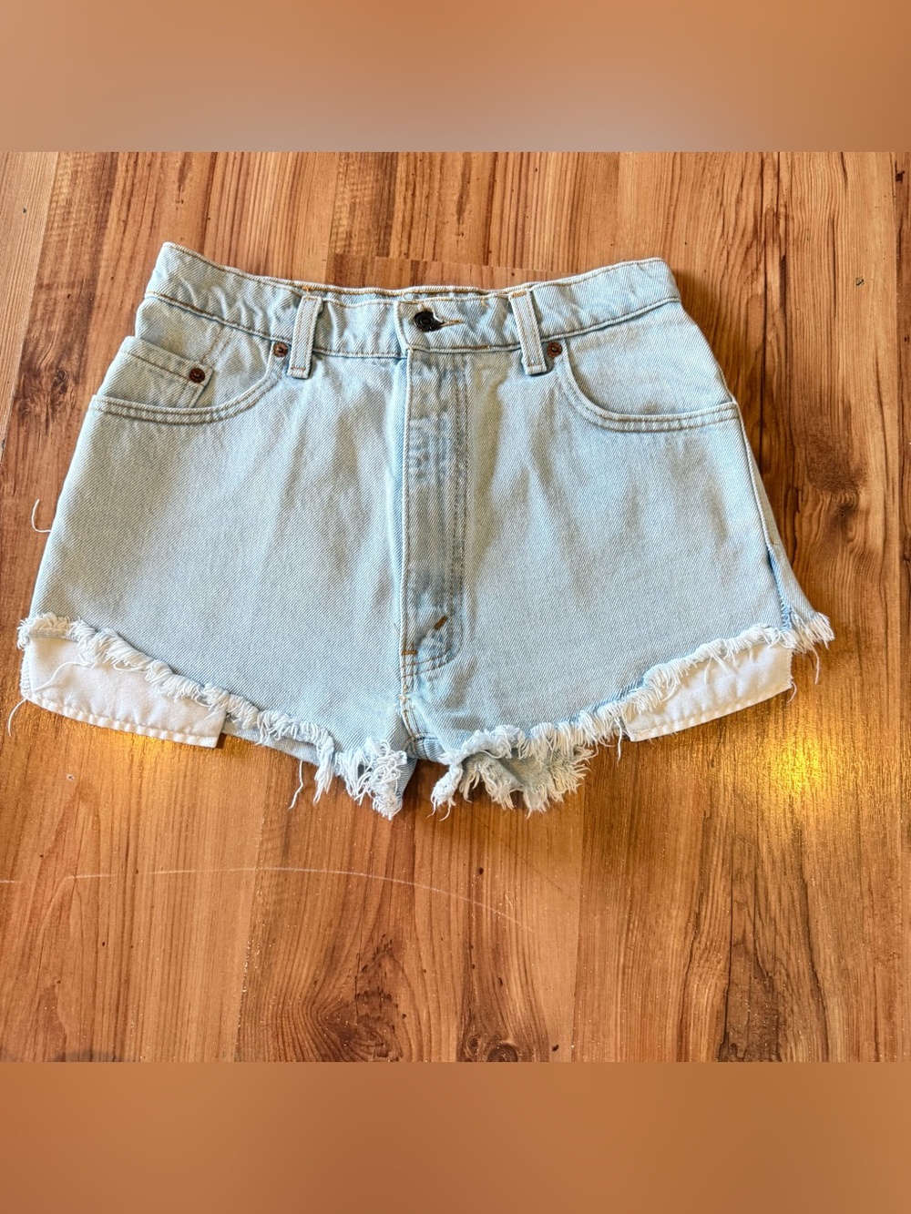 Levi's Light Blue Denim Cutoff Shorts with Frayed Hem